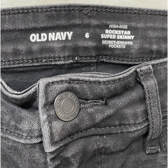 Old Navy Rockstar Super Skinny Jeans Womens 6 Black Jegging High Rise Stretch - Picture 6 of 7